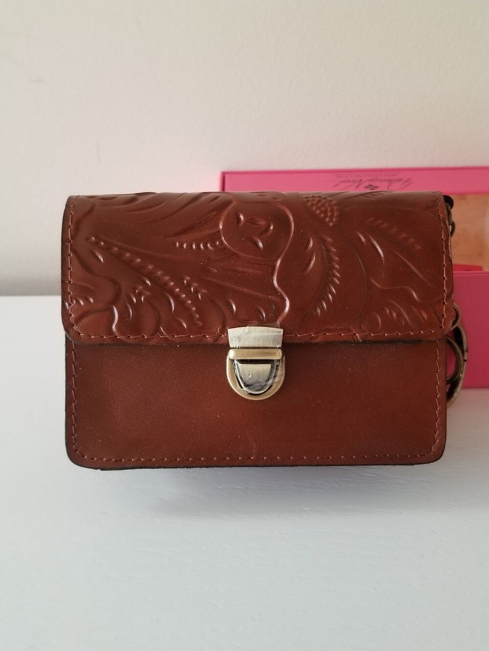 Patricia Nash Lanza Push Lock Leather Wallet With Key Ring New In Box